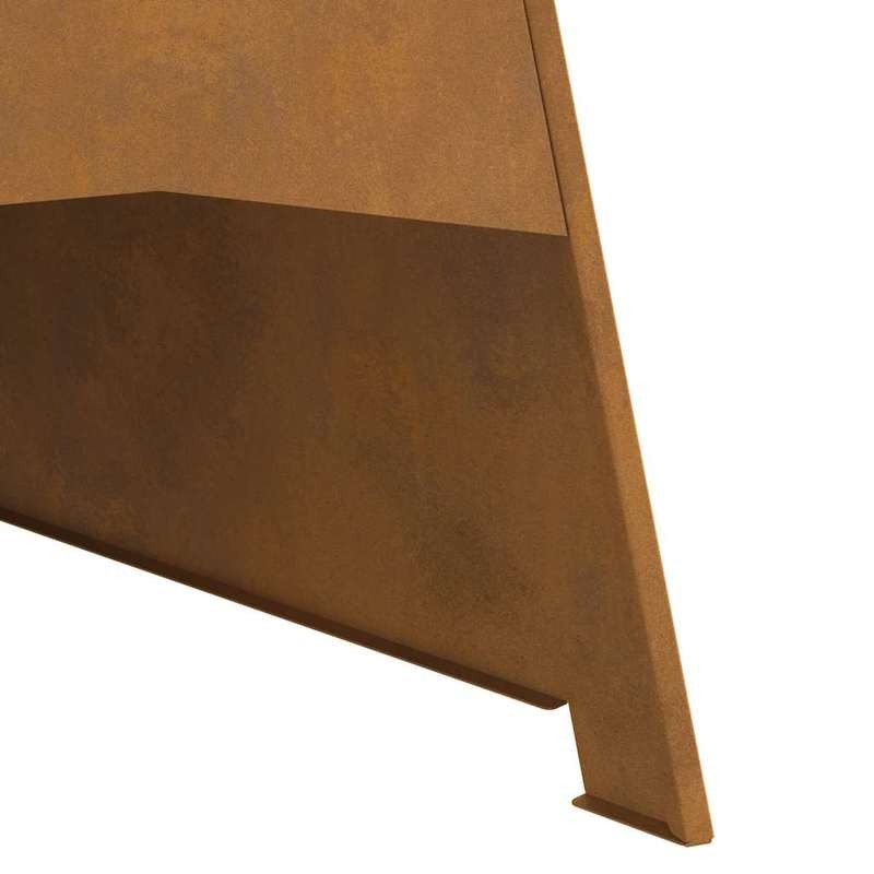 Grote Buitenhaard – Terrashaard – Vuurschaal – Tuinhaard – Buitenkachel – Metalen Verticale Tapered Stove – Bruine Poedercoating Houtlook – 50x50x95 cm – Robuust & Weerbestendig