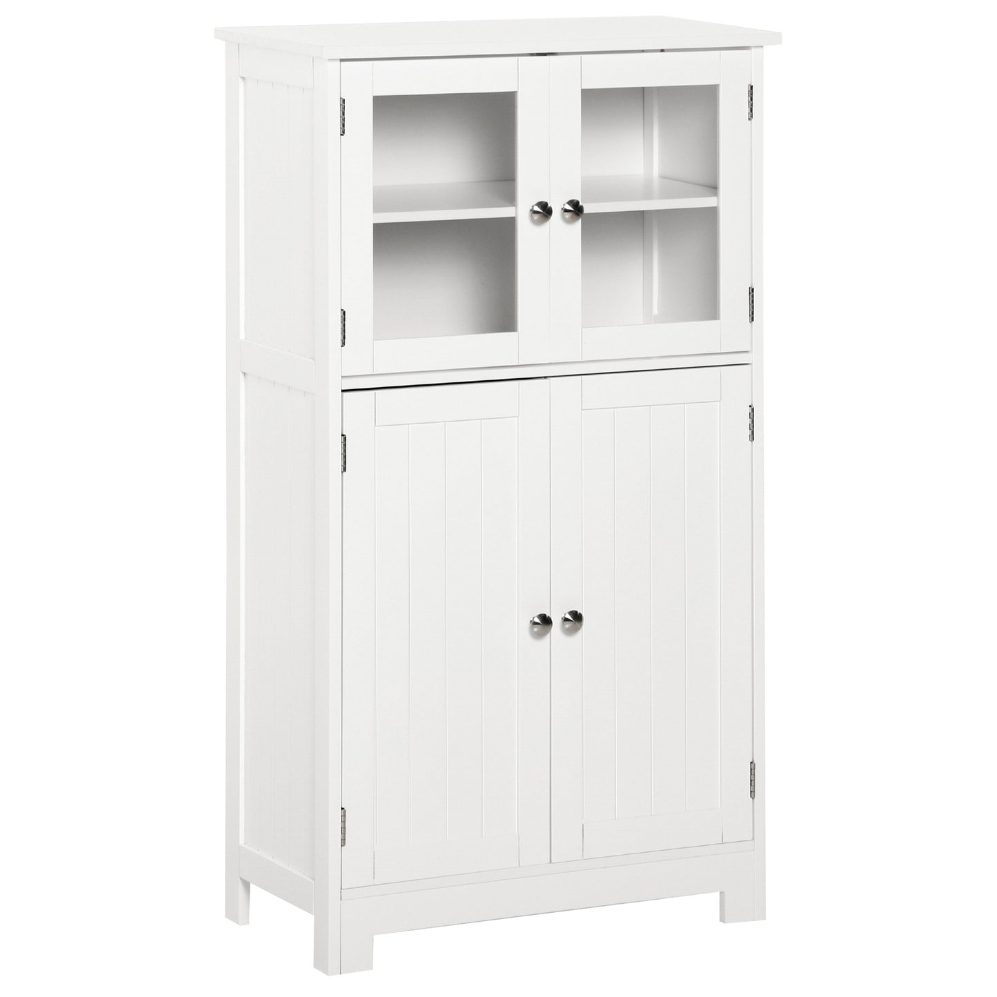 Opbergkast – Badkamerkast – Opbergmeubel – Opbergkastje – Kasten – Verstelbare Planken – Gehard Glas – Wit – 60x30x108,5 cm