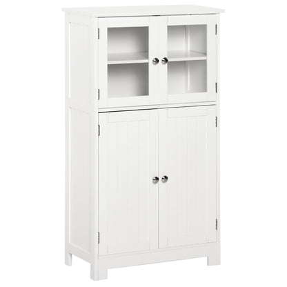 Opbergkast – Badkamerkast – Opbergmeubel – Opbergkastje – Kasten – Verstelbare Planken – Gehard Glas – Wit – 60x30x108,5 cm