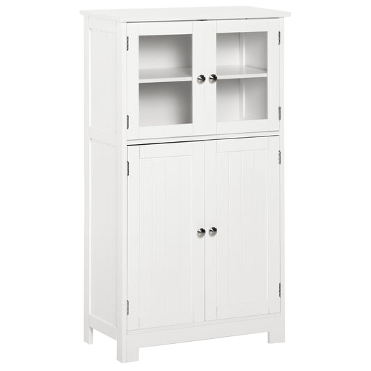 Opbergkast – Badkamerkast – Opbergmeubel – Opbergkastje – Kasten – Verstelbare Planken – Gehard Glas – Wit – 60x30x108,5 cm