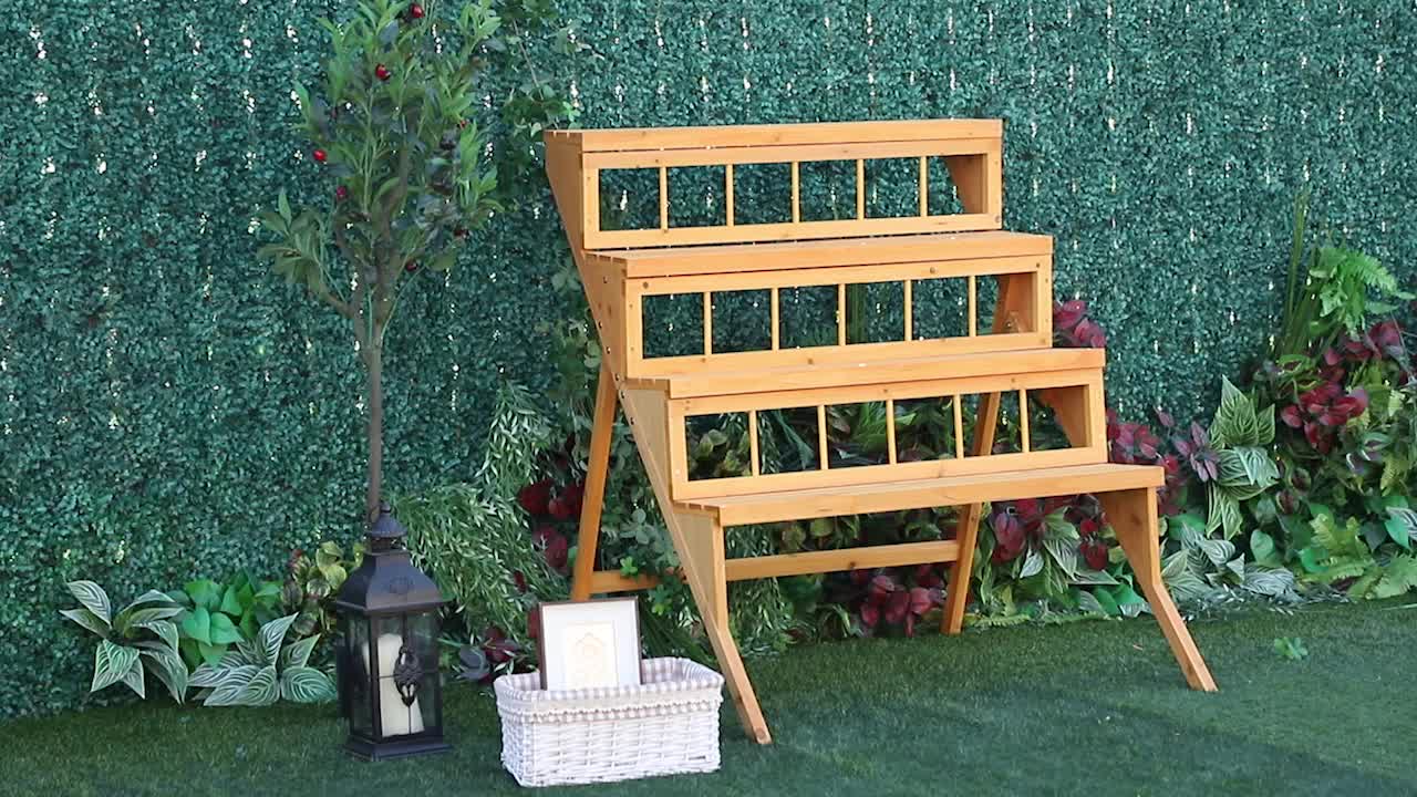 Plantenrek – Plantenstandaard – Bloemenrek – Plantentrap – Plantentafel – 4 Lagen – Voorbehandeld Grenenhout – Binnen & Buiten Geschikt