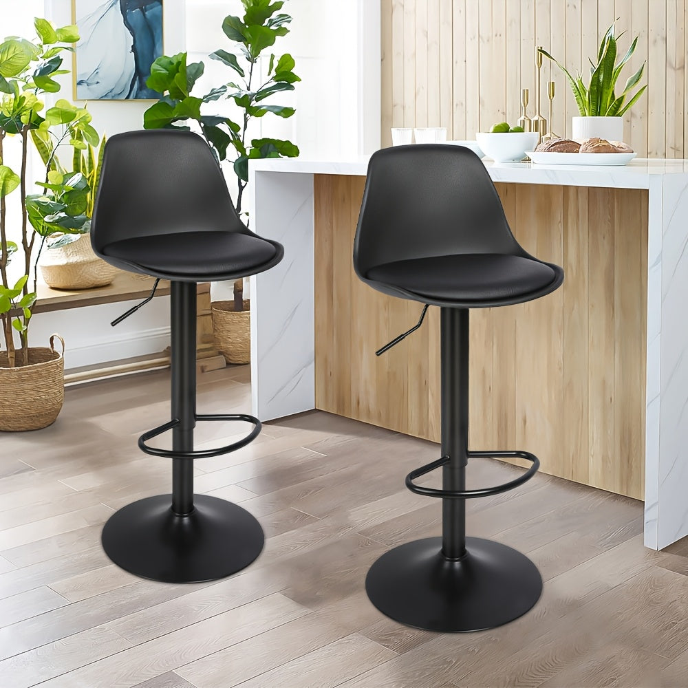 Barstoel – Barkruk – Barstoel Kruk – Keukenstoel – Zitkruk – Set Van 4 – Draaibaar – Verstelbare Zithoogte 55-75 cm – Kunstleren Bekleding – Met Rugleuning