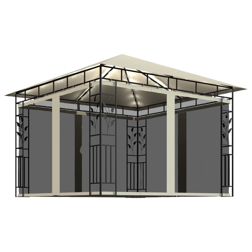 Luifel – Tuinklambuis – Overkapping – Terrasoverkapping – Zonneluifel – 3x3 Meter – Stabiel Stalen Frame – Ingebouwde Lichtslinger