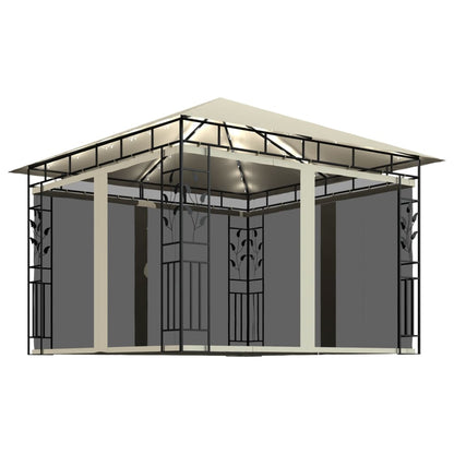 Luifel – Tuinklambuis – Overkapping – Terrasoverkapping – Zonneluifel – 3x3 Meter – Stabiel Stalen Frame – Ingebouwde Lichtslinger