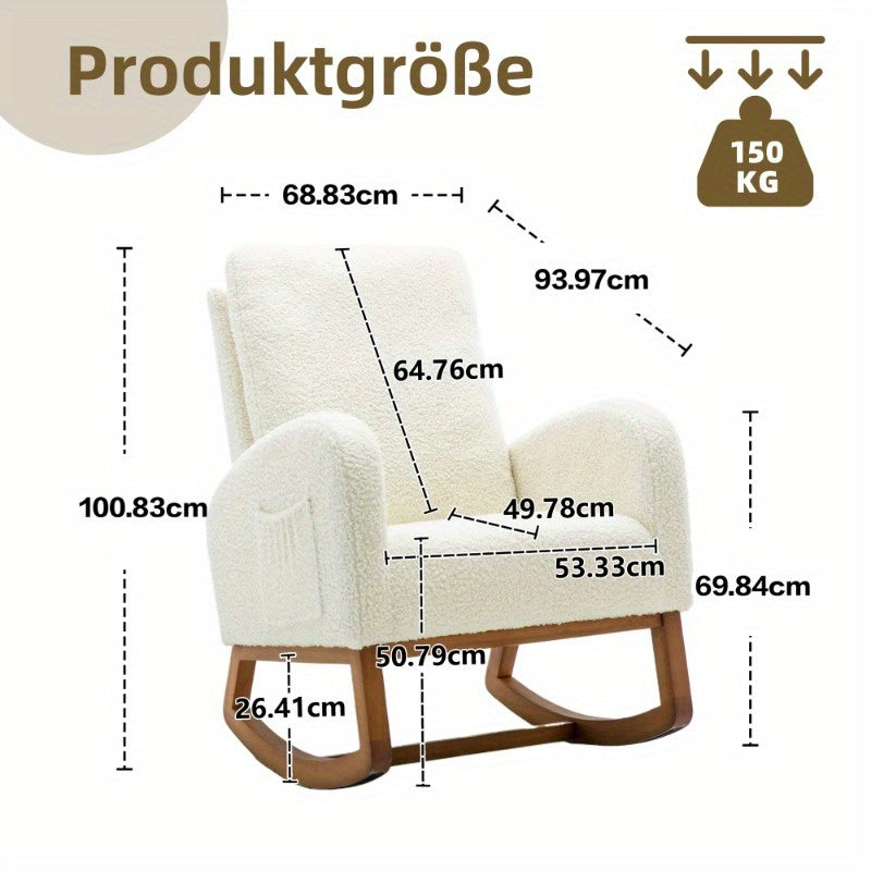 Schommelstoel – Schommelstoel Hooghout – Relaxstoel – Wiegstoel – Lounge Stoel – Metaal Frame – Pluche Bekleding – Ergonomische Rugleuning – Eenvoudige Montage – Geen Stroom Nodig