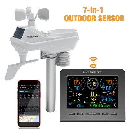 Weerstation 7-in-1 – Weerstation Digitaal – Weerstation Wifi – Buitenweerstation – Temperatuurmeter – Nauwkeurige Metingen – Wifi Verbinding