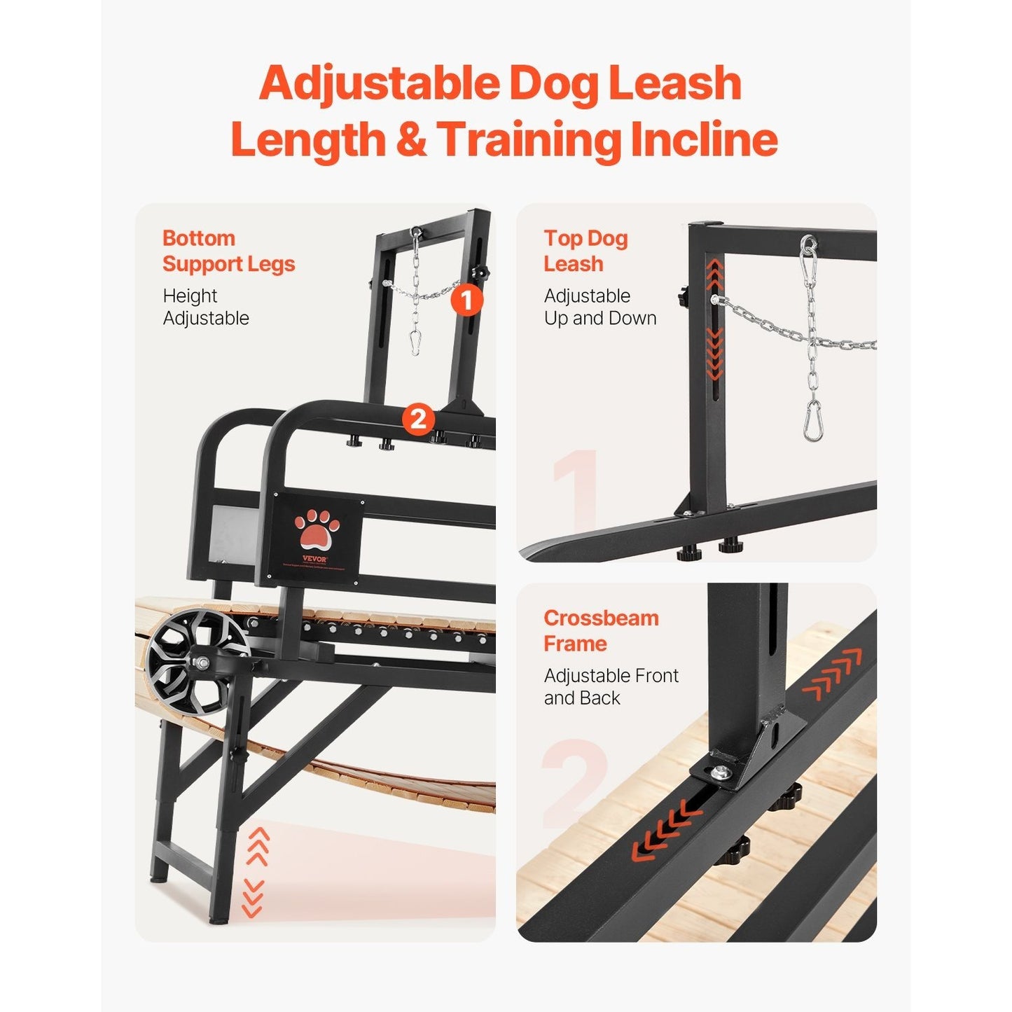 Hondloopband – Hondenloopmachine – Loopband Honden – Binnenloopband – Looptrainer Hond – Geschikt voor Grote Honden Tot 100 kg – Stevig Carbonstaal Frame met Houten Loopvlak