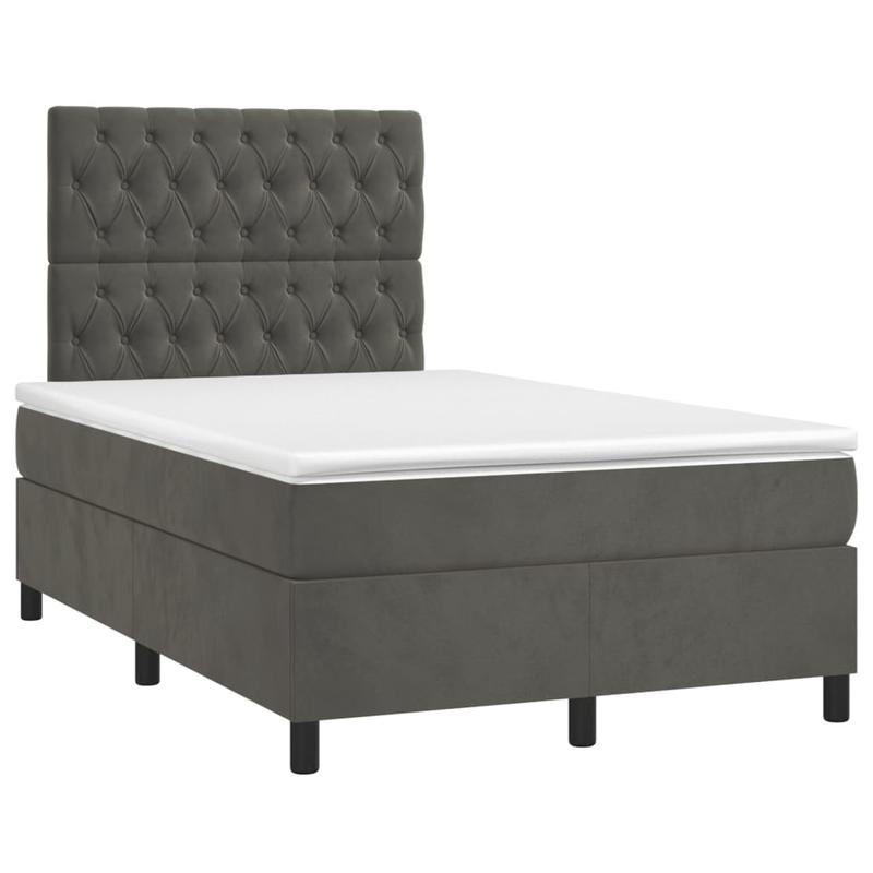 Boxspringbed – Boxspring – Slaapbank – Ledikant – Bedframe – Donkergrijs – Hardhouten Frame – Brandvertragende Bekleding – 120x200 cm – 47 cm Hoogte