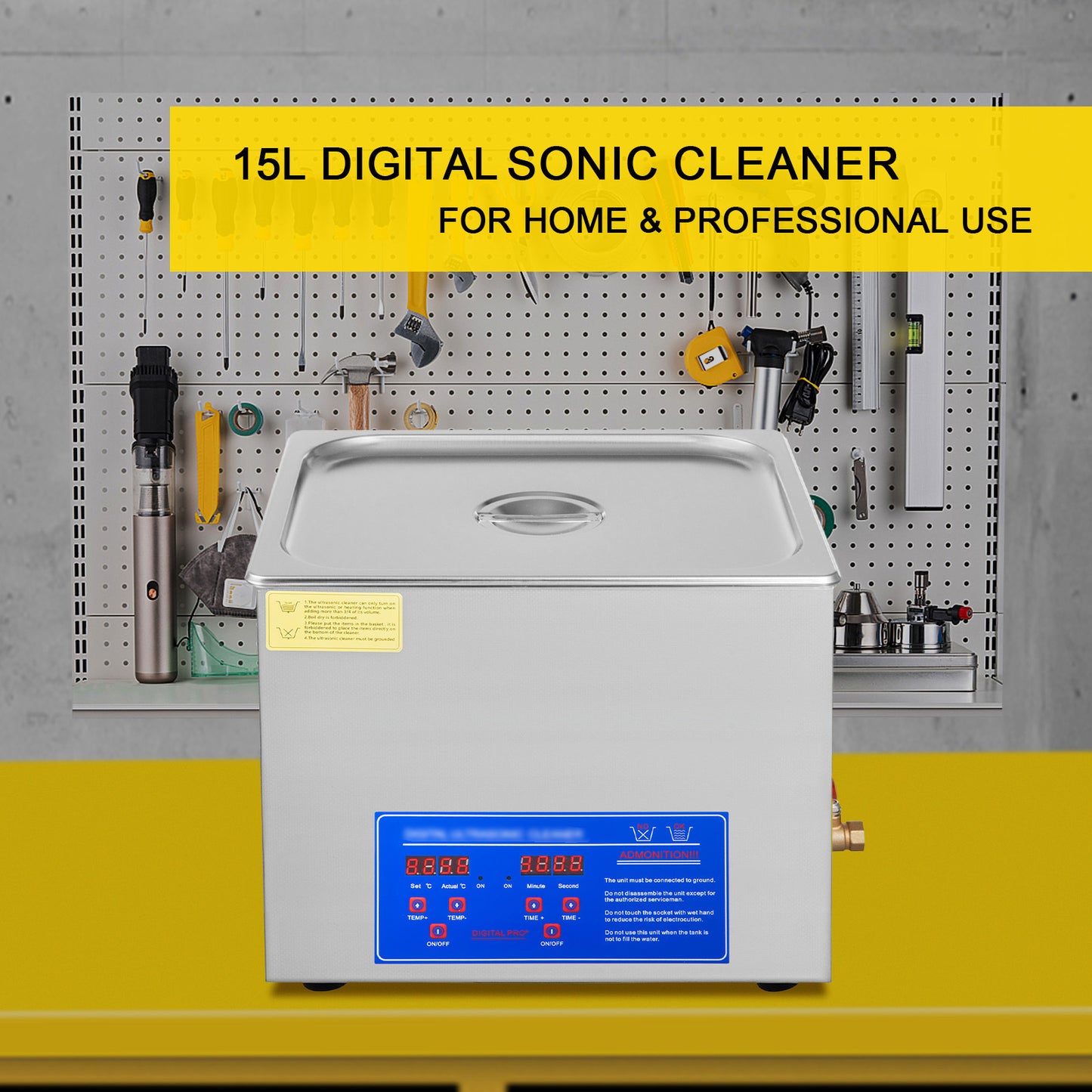 Ultrasone Reinigingsmachine – Ultrasoon Cleaner – Sieraden Reiniger – RVS Reinigingsapparaat – Digitale Timer – 15 Liter Inhoud – Roestvrij Staal & Verwarming
