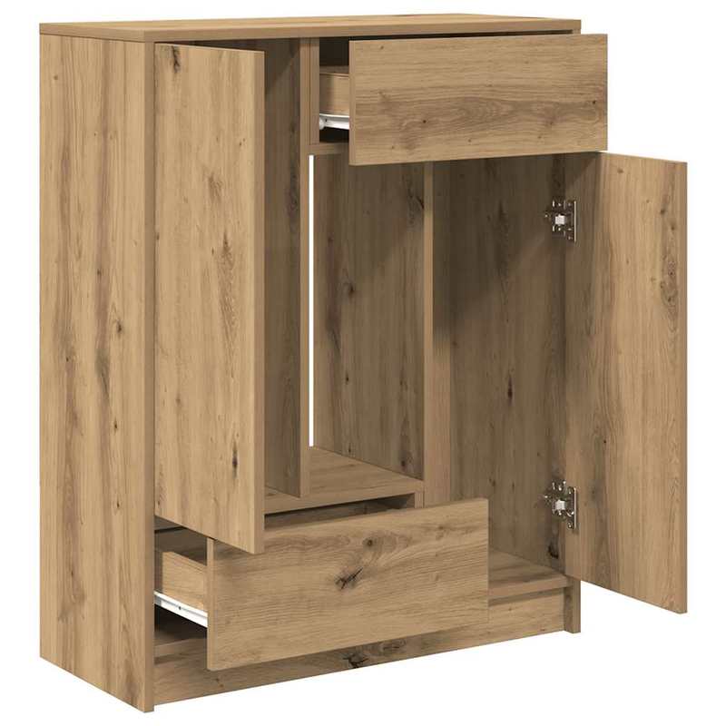 Lockable Modern Farmhouse Storage Cabinet with Doors & Drawers - Heavy-Duty Hardwood Construction, Spacious Floor-Standing Sideboard with Open & Closed Storage, Natural Wood Grain for Living Room, Bedroom, Kitchen - Rustic El