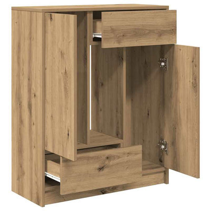 Lockable Modern Farmhouse Storage Cabinet with Doors & Drawers - Heavy-Duty Hardwood Construction, Spacious Floor-Standing Sideboard with Open & Closed Storage, Natural Wood Grain for Living Room, Bedroom, Kitchen - Rustic El