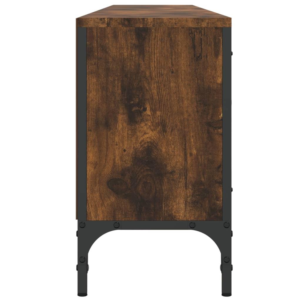 TV Cabinet with Drawer Smoked Oak 200x25x44 cm Engineered Wood TV Stand Entertainment Center with Storage, Media Television Table for Living Room Bedroom