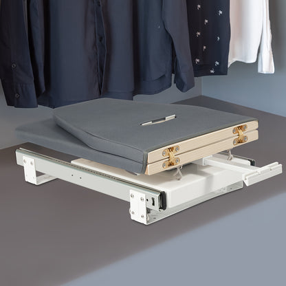 Space-Saving Closet Pull-Out Ironing Board - Heavy-Duty Retractable ironing board with 180° Rotation, Compact Storage Cabinet Organizer, Carbon Steel Construction & Non-Slip Surface - Ideal for Apartments, Dorms, Small Space
