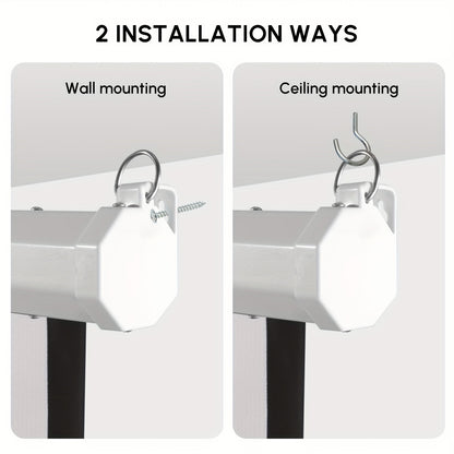 Black Friday /Deals Fully Automatic Lifting Cinema Screen White Plastic Material European Standard Universal Power Plug And Odorless Automatic Lifting And Retracting VDE Electrical Certification 213.36 cm 4:3 Standard Screen