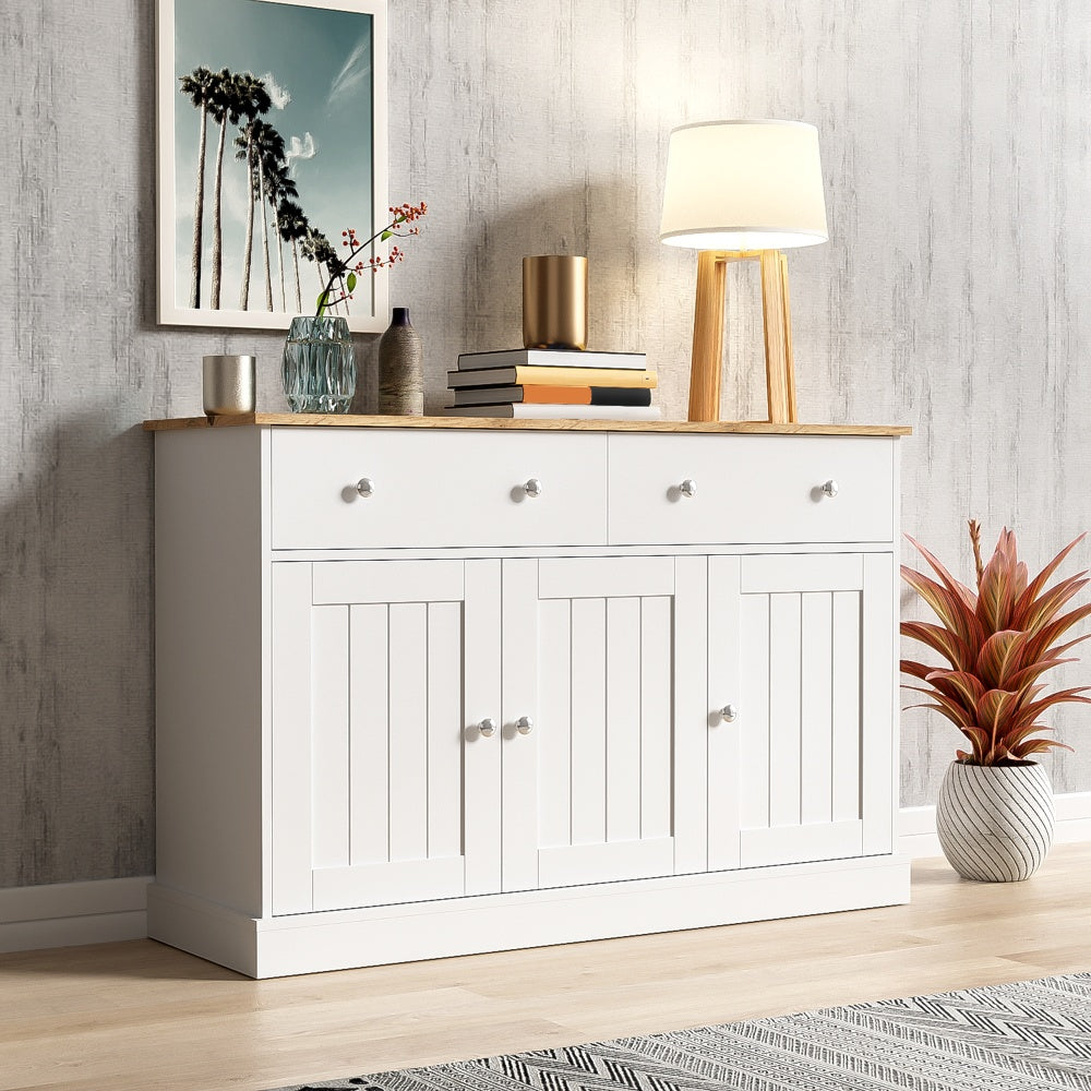 Dressoir – Opbergkast – Sideboard – Kast – Ladekast – Modern Wit – Strak Ontwerp – 120x36x80,5 cm – Stevig Spaanplaat