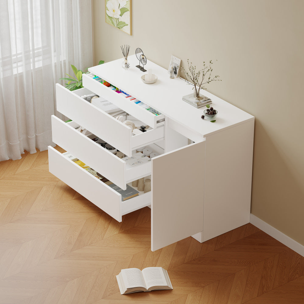 Dressoir – Kast – Sideboard – Ladekast – Opbergmeubel – Modern Wit – 3 Laden – Vrijstaand – Minimalistisch Design