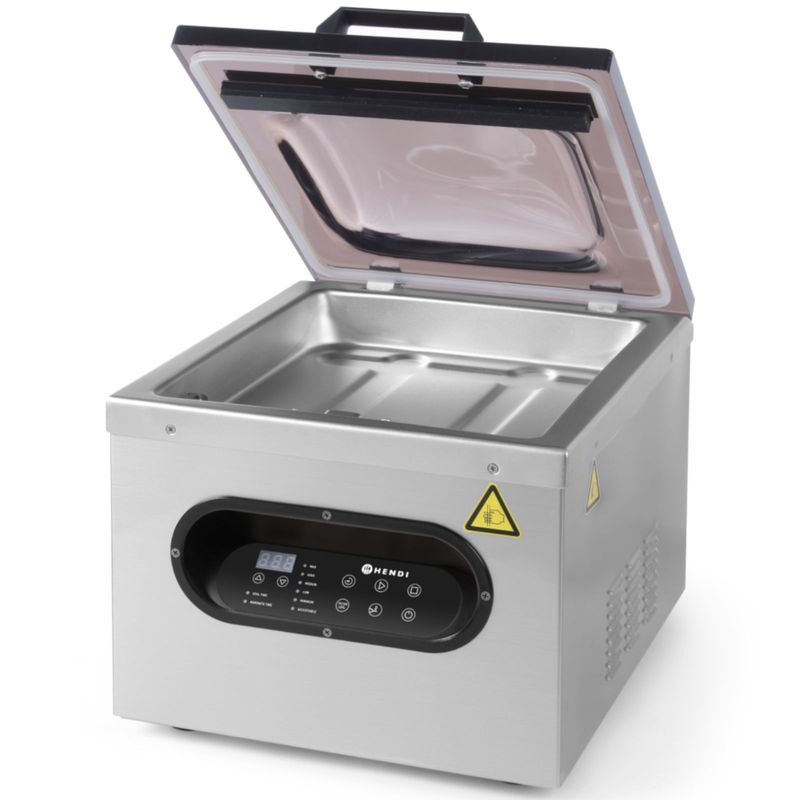 Kitchen Line 295mm Kamer Vacuümmachine 630W – Professionele Voedselverpakker met Dubbele Sealstrip, Roestvrijstalen Behuizing en Digitale Bediening