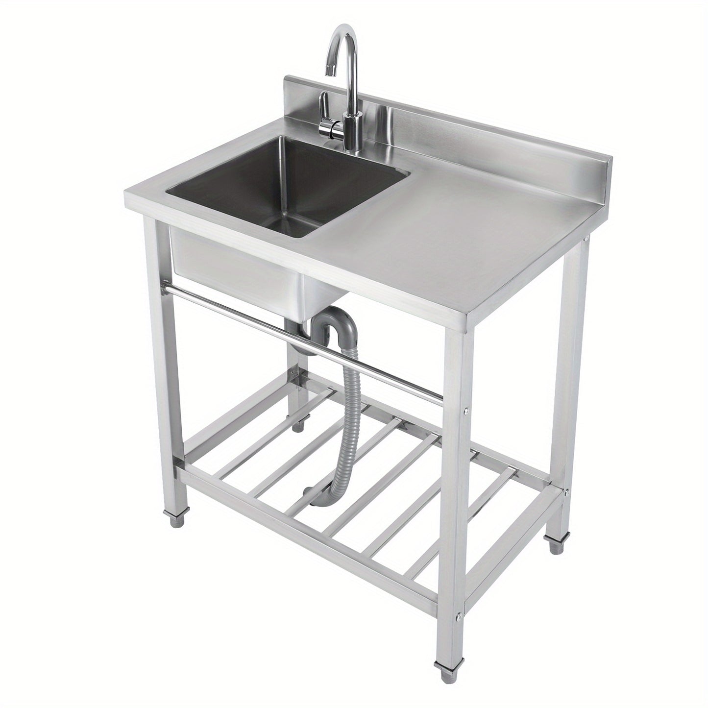 Vrijstaande Spoelbak RVS – Roestvrijstalen Wasbak – Keukenspoelbak – Tuinspoelbak – Afwasteil – 40x35x20 cm – 360° Draaibare Kraan