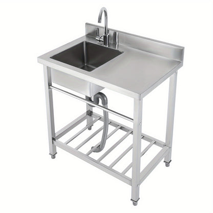 Vrijstaande Spoelbak RVS – Roestvrijstalen Wasbak – Keukenspoelbak – Tuinspoelbak – Afwasteil – 40x35x20 cm – 360° Draaibare Kraan