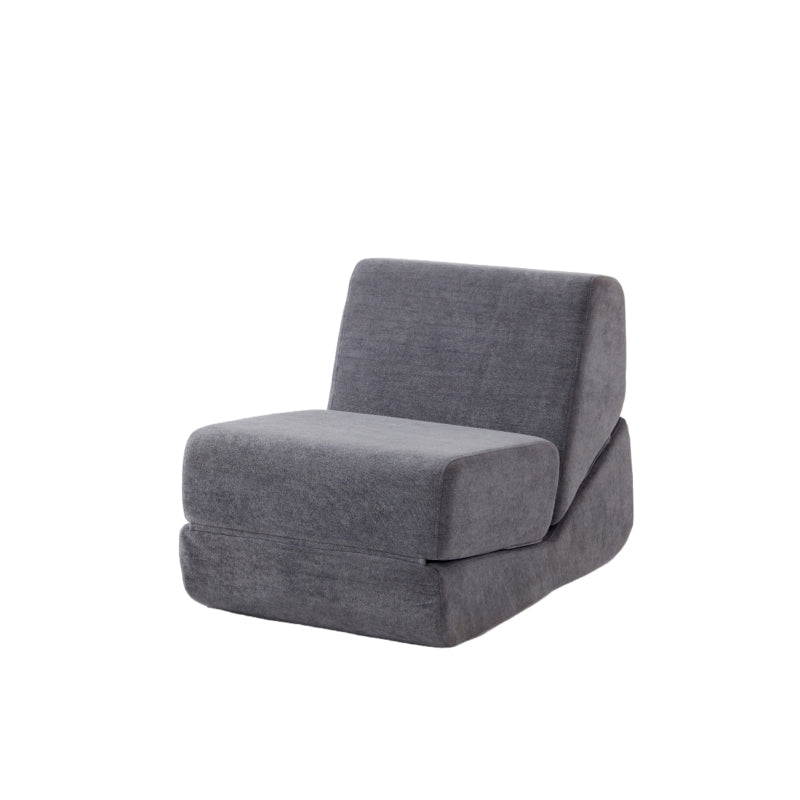 Kleine Vouwbare Sofa Bed – Slaapbank – Vouwbed – Chaise Longue – Slaapstoel – Vintage Grijs – Fluweel Bekleding – Veerkrachtig Schuim