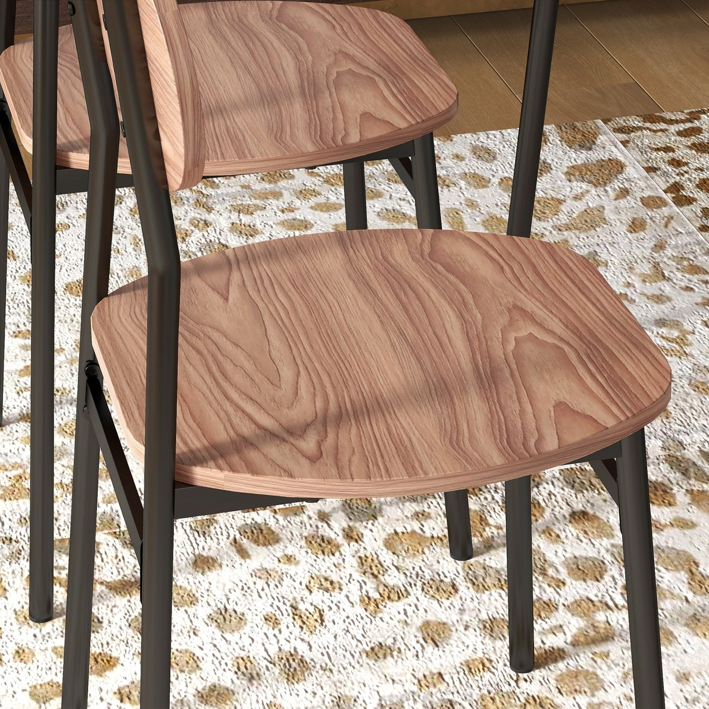 Eettafel Met Stoelen – Dining Set – Tafel En Stoelen – Industrieel Meubel – Bruin – Compact Formaat 110x70x75 CM – Robuust Metaal en Stevig Tafelblad