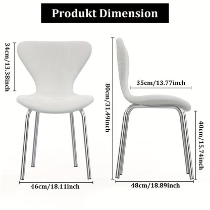 Eetkamerstoelen – Stoelen – Kuipstoelen – Designer Stoelen – Witte Fluwelen Stoelen – Ergonomisch Ontwerp – Metalen Frame