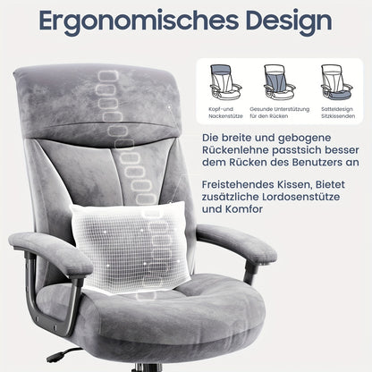 Bureaustoel – Ergonomische Stoel – Bureau Stoel – Kantoormeubilair – Draaistoel – Grijs – Geheugenfoam Zitting – Kantelbare Rugleuning