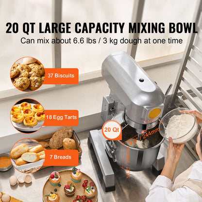 Professionele Keukenmixer – Krachtige Mixer – Keukenrobot - Deegkneder – Slagroomklopper – Mengmachine – 1100W Motor – 18,7L Mengkom