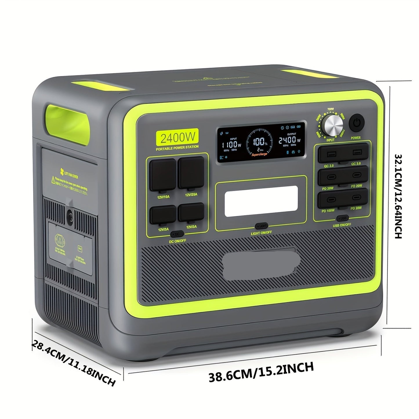 Draagbare Powerstation – Mobiele Generator – Noodstroom – Zonne-accu – 2048Wh Capaciteit – 2400W Output