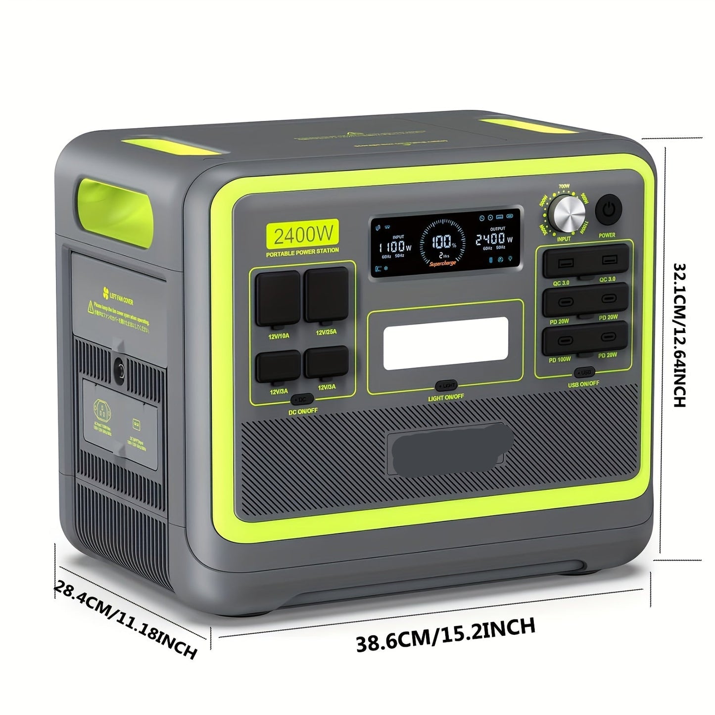 Draagbare Powerstation – Mobiele Generator – Noodstroom – Zonne-accu – 2048Wh Capaciteit – 2400W Output