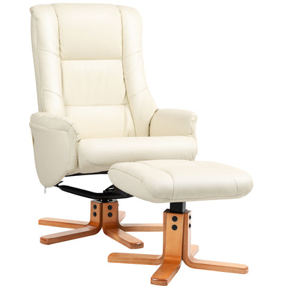 Relaxfauteuil – Fauteuil – Loungestoel – Zetel – Leunstoel – Crème Wit – Comfortabele Stof – Verstelbare Rugleuning Met Voetenbank
