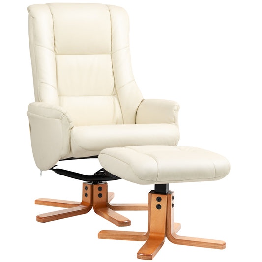 Relaxfauteuil – Fauteuil – Loungestoel – Zetel – Leunstoel – Crème Wit – Comfortabele Stof – Verstelbare Rugleuning Met Voetenbank