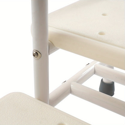 Badkrukje – Douchezitje – Badzitje – Douchestoel – Opstapje – Verstelbare Handgreep – Antislip Treden – Duurzaam Koolstofstaal – Compact Lichtgewicht