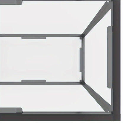 Elegant Transparent Tempered Glass Wall Table, 219.71cm x 34.8cm x 75.18cm - Sleek Modern Design with X-Shaped Metal Frame, Spacious Display Shelf for Living Room, Bedroom, Office - Minimalist & Contemporary Style, Aesthetic