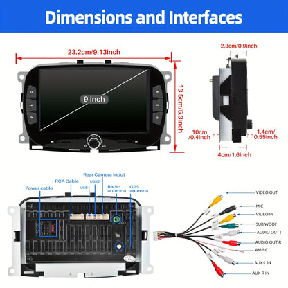 Multimedia Autoradio – 2 DIN Radio – Touchscreen Autoradio – Auto Stereo – Fiat 500 2016-2019 – 7 Inch HD Scherm – Android 14 Systeem