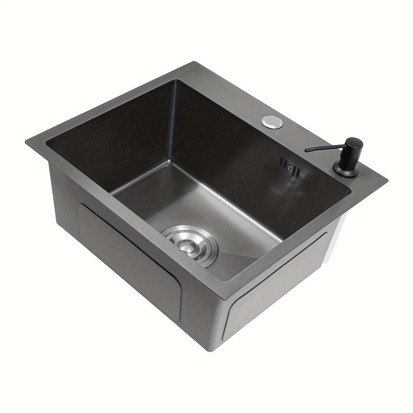 Dubbele Gootsteenbar – Keuken Organizer – Afwasrek – Zeepdispenser – Roestvrijstalen Drainer – Zwart – Compact 45x40 cm – Eenvoudige Installatie Zonder Boren