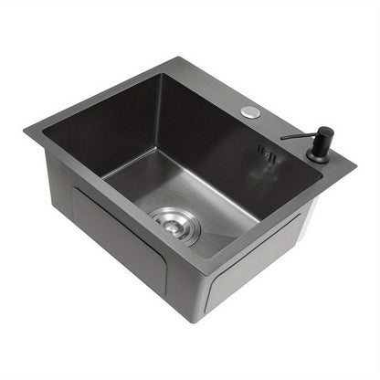 Dubbele Gootsteenbar – Keuken Organizer – Afwasrek – Zeepdispenser – Roestvrijstalen Drainer – Zwart – Compact 45x40 cm – Eenvoudige Installatie Zonder Boren