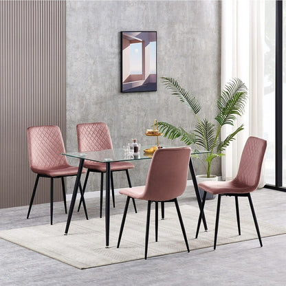 Eetkamerstoel – Designstoel – Velours Stoel – Stoel Met Metalen Poten – Donkergrijs – Ergonomisch Comfort – Duurzame Metaalstructuur