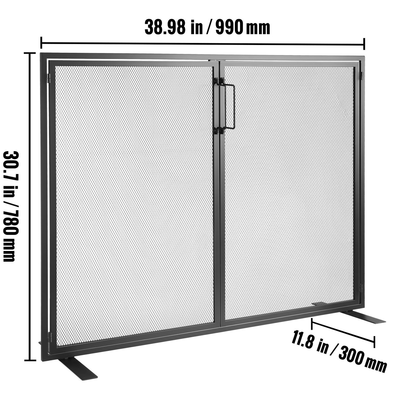 Haardscherm – Haardhek – Vonkenscherm – Open Haard Scherm – Veiligheidshek – Metaal – 99x78 cm – Met Deur