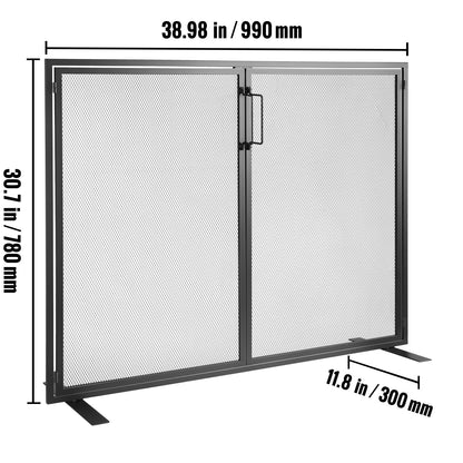 Haardscherm – Haardhek – Vonkenscherm – Open Haard Scherm – Veiligheidshek – Metaal – 99x78 cm – Met Deur