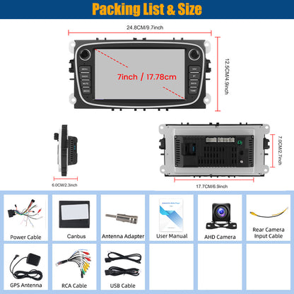 Autoradio – Auto Radio – Multimedia Speler – DAB+ Radio – 7 Inch IPS Touchscreen – Android 15 – Draadloze Bluetooth 5.0 – Met GPS & Achteruitrijcamera