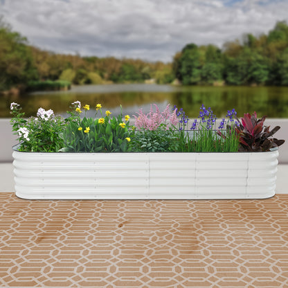 Raised Garden Beds Outdoor – Verhoogde Tuinbak – Plantenbak – Moestuinbak – Kruidenbak – Metaal – Modulair 14-in-1 – 285x60x43 cm – Wit Lichtgrijs – Roestbestendig – Eenvoudige Montage