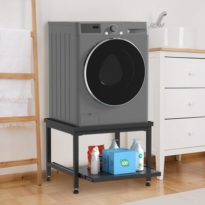 Wasmachine Onderstel – Verstelbare Wasmachine Steun – Wasmachine Verhoger – Droger Stand – Koelkast Podium – 45 cm Hoog – Schokdempend Met Uittrekbare Planken – 200 kg Belastbaar – Wit