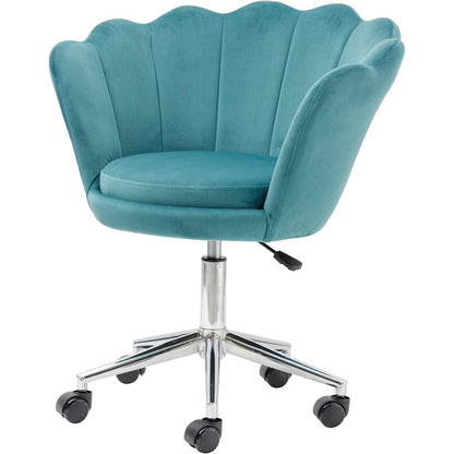 Velvet Bureaustoel – Bureaustoel Met Wieltjes – Fauteuil – Werkstoel – Office Chair – Petrol Groen – Ergonomische Shell Rugleuning – Verstelbare Hoogte 69x71x84 cm
