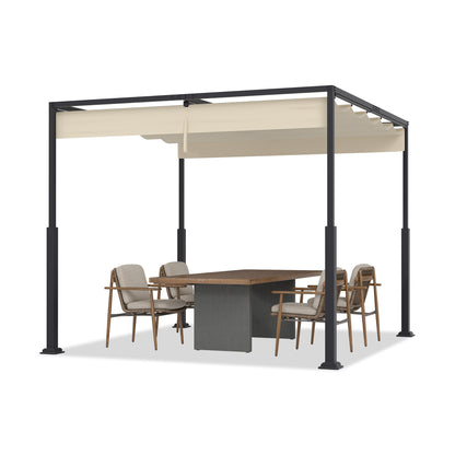 Pergola – Tuinpaviljoen – Terrasoverkapping – Tuinoverkapping – Balkonoverkapping – 3x3 m – Verstelbare Schaduw – Stevig Aluminium Frame