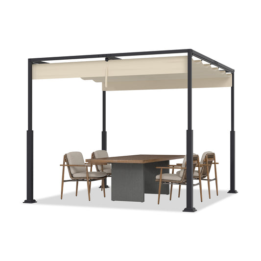 Pergola – Tuinpaviljoen – Terrasoverkapping – Tuinoverkapping – Balkonoverkapping – 3x3 m – Verstelbare Schaduw – Stevig Aluminium Frame