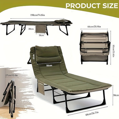 Ligstoel – Tuinstoel – Strandstoel – Zonnebed – Chaise Longue – 6 Verstelbare Standen – Belastbaar Tot 180 kg – Inklapbaar – Groen – 190x68 cm