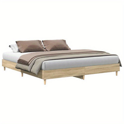Bedframe – Houten Bed – Tweepersoonsbed – Koninklijk Bed – Eenpersoonsbed – Sonoma Eiken – 160x200 cm – Stevig en Duurzaam