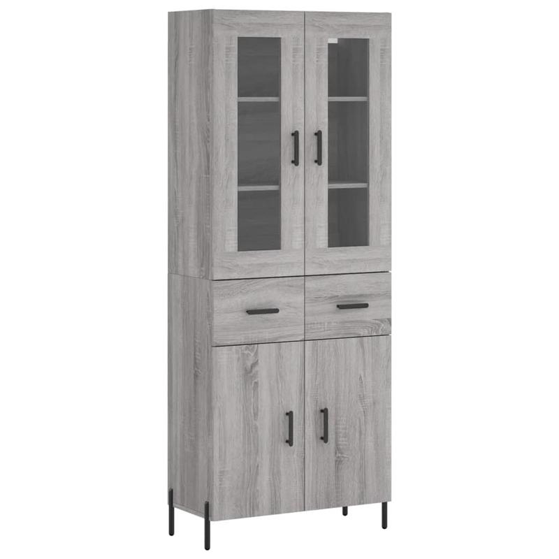 Simple Sideboard, Spacious Storage Cabinet with Display Shelf, Suitable for Kitchen, Living Room, Stylish Furniture, Offers Additional Storage Space and Home Decoration, Ensures Safety. Tall Cabinet 69.5x34x180 cm, Treated Wo