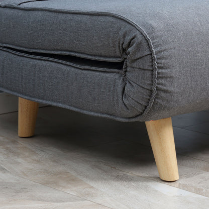 Slaapbank – Bedbank – Sofa Bed – Slaapbankje – Klapstoel – Scandinavisch Design – Verstelbare Rugleuning – Massief Grenenhouten Frame – Grijs Linnen-Look
